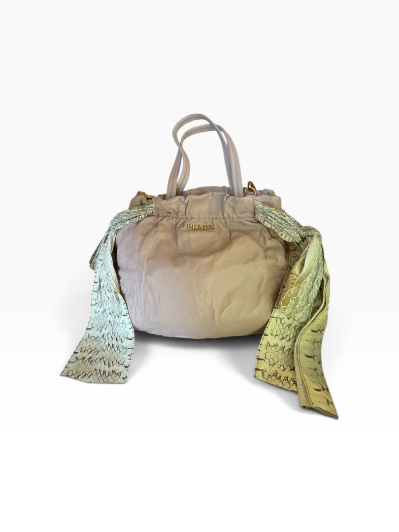 Prada Nappa Antique Snakeskin Bow Hobo