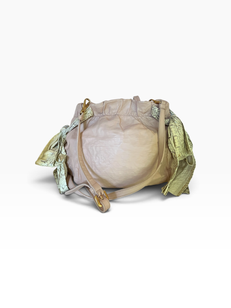 Prada Nappa Antique Snakeskin Bow Hobo - Image 3