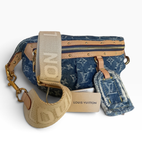 Louis Vuitton High Rise Bumbag Monogram Denim Blue