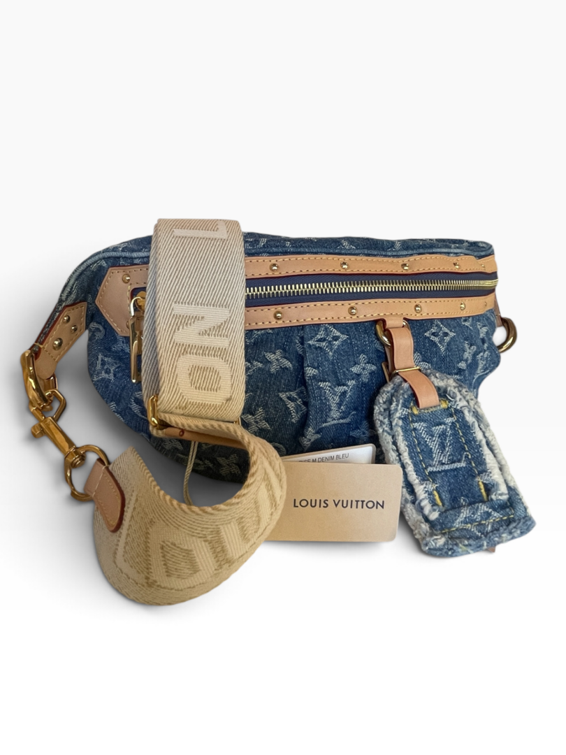 Louis Vuitton High Rise Bumbag Monogram Denim Blue